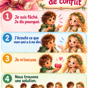 Résolution de conflit - Affiche inspirée de l’histoire : La boîte rouge de  Mme Plein d’Amour